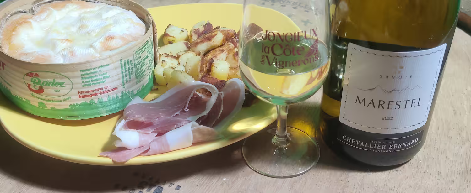 Do you love melted cheese? We offer an unusual pairing with Mont d'Or and our white Marestel wine!